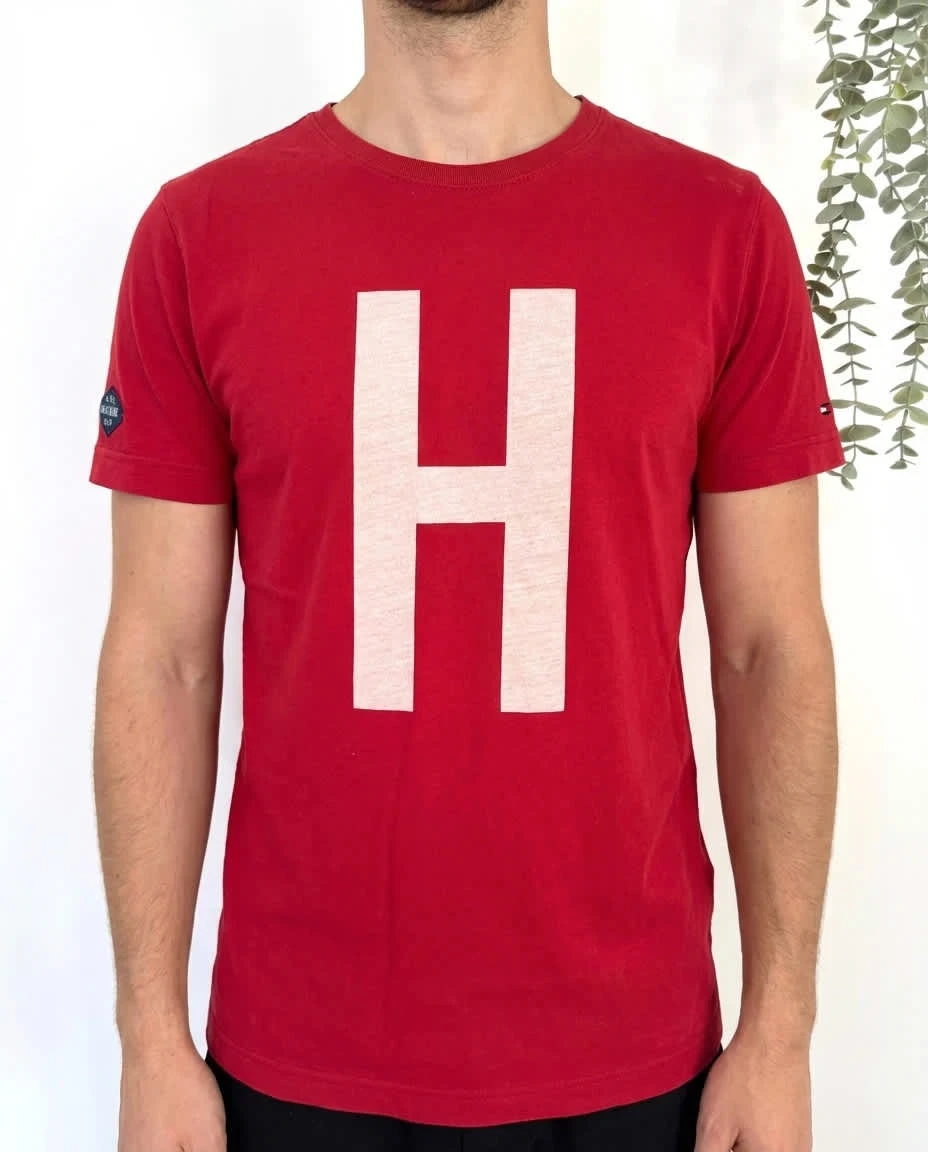 T-shirt coton Tommy Hilfiger rouge logo H taille S - FP2512187