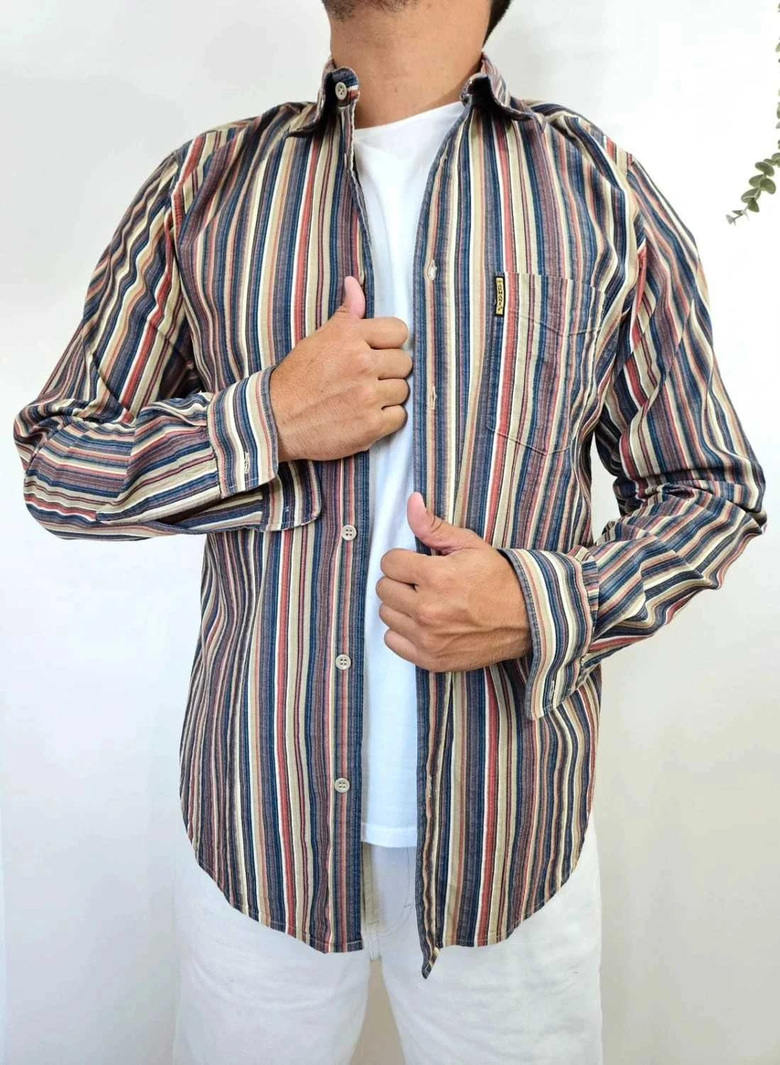 Chemise à rayures multicolores Armani Jeans vintage taille XXL Made in Italy