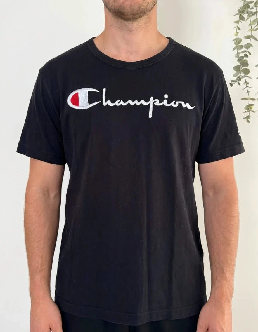 T-shirt coton Champion noir logo brodé taille M - FP2512160