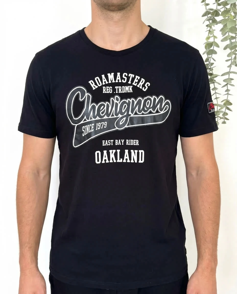 T-shirt coton Chevignon noir imprimé Oakland vintage taille S - FP2512168