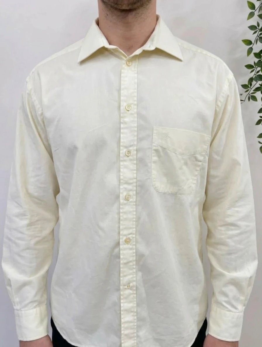 Chemise jaune pastel Pierre Balmain logo brodé taille XL