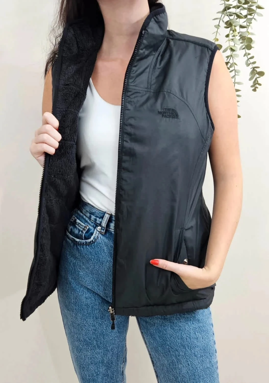 Doudoune sans manches grise The North Face réversible polaire noir taille L