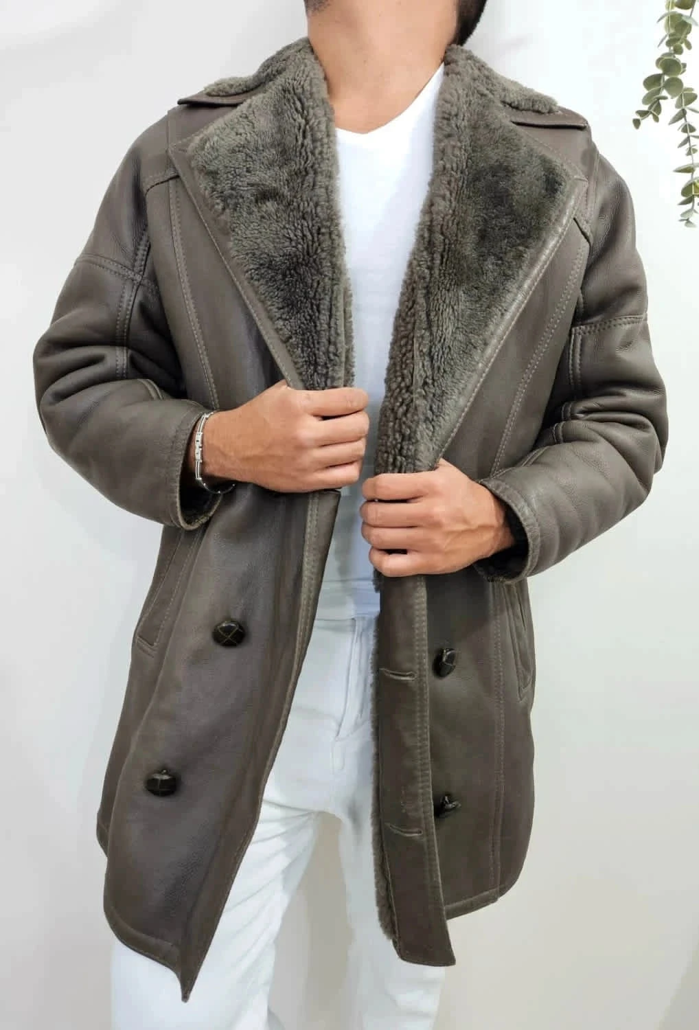 Manteau shearling véritable peau lainée Jacques Jekel Made in France taille XL