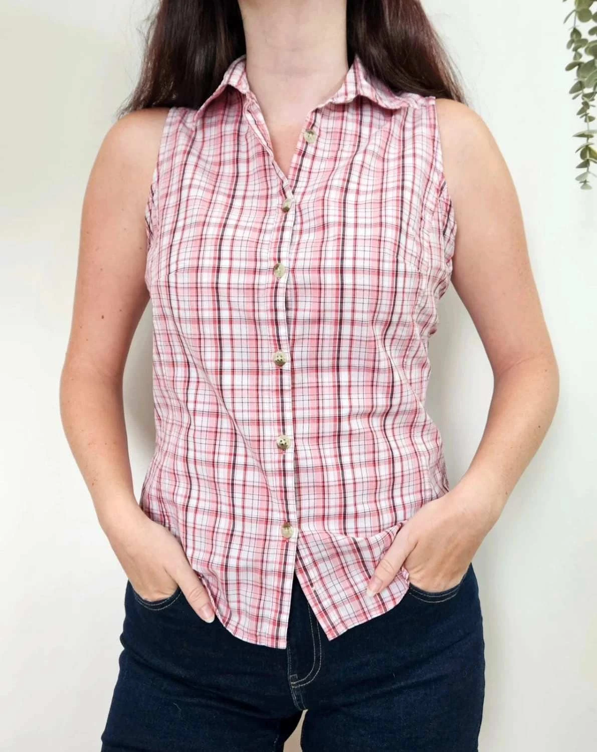 Chemisier sans manches Columbia Vichy rose/rouge taille XS