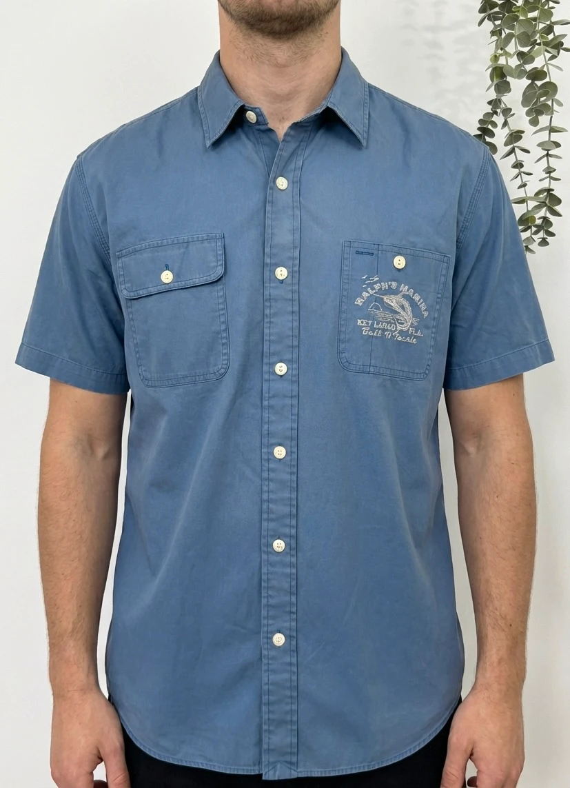 Chemise manches courtes workwear Ralph’s Marina Polo Ralph Lauren bleu taille XL - FP260175