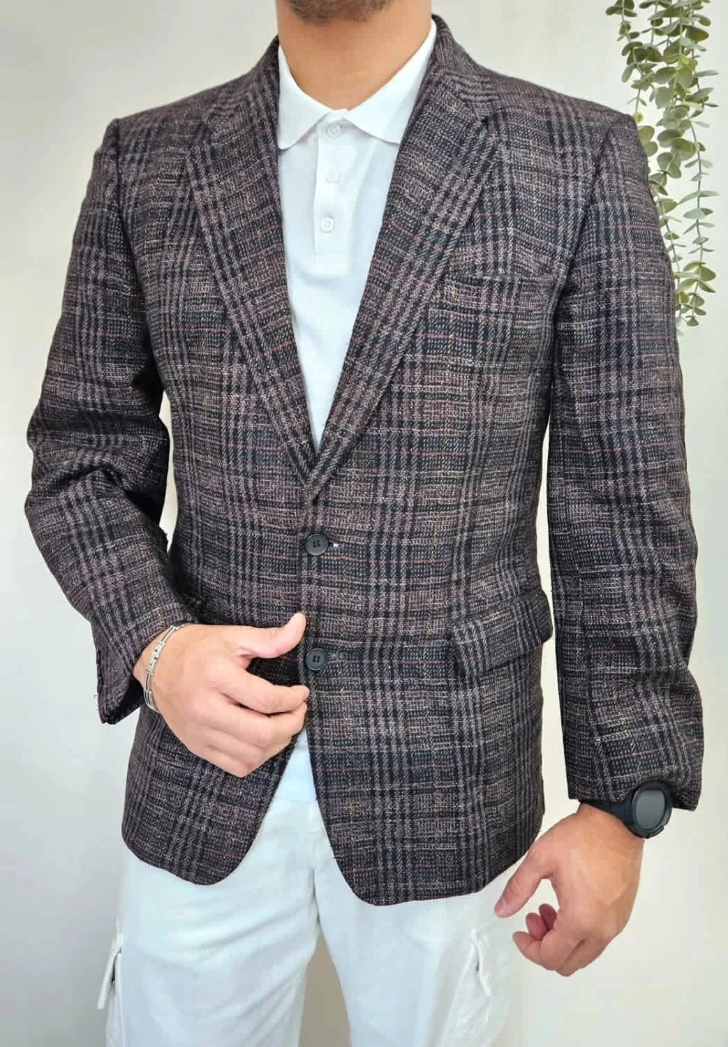 Blazer vintage Yves Saint Laurent en laine motif tartan Fabriqué en France taille L
