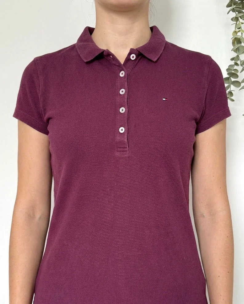 Polo piqué slim fit Tommy Hilfiger prune bordeaux taille XS - FP260230