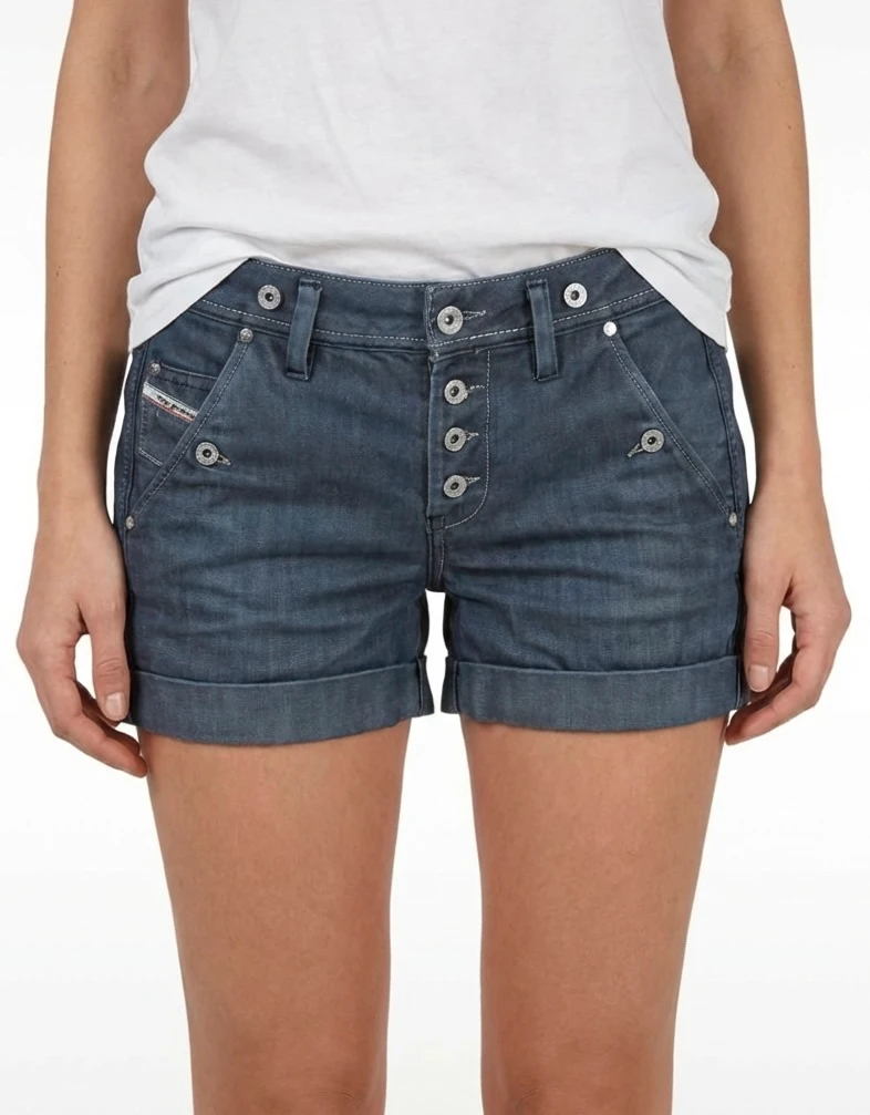 Short en jean bleu foncé Diesel boutons blancs W27
