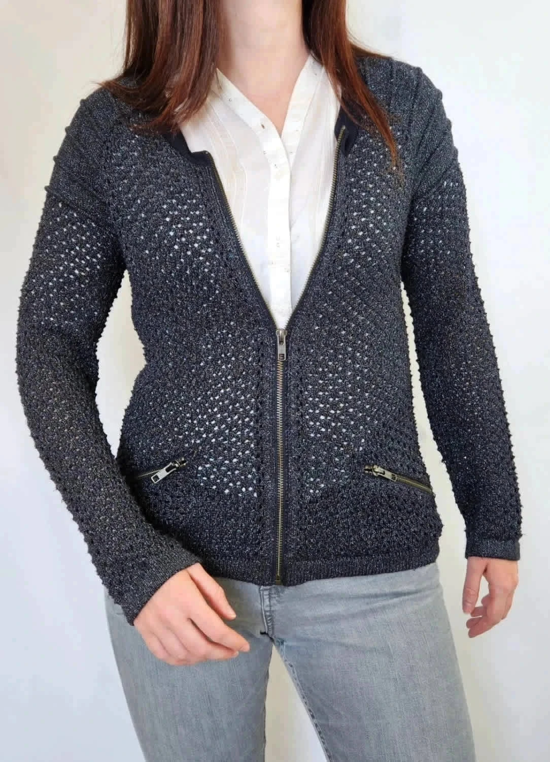 Gilet bleu pailleté en maille Kookaï taille XS