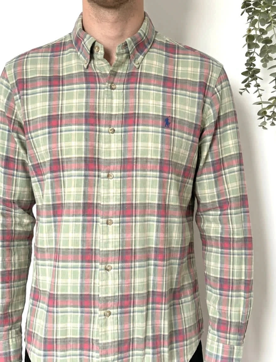 Chemise à carreaux Polo Ralph Lauren coton Custom Fit verte taille L - FP260136