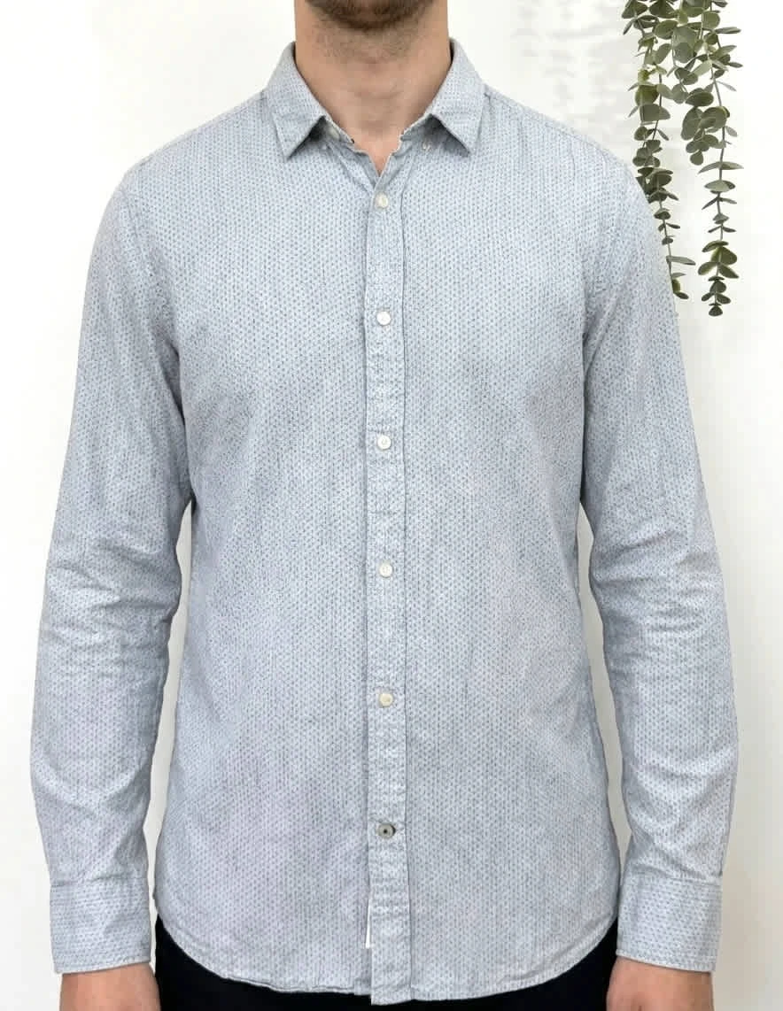 Chemise coton slim fit Tommy Hilfiger gris clair à motifs taille M - FP260122