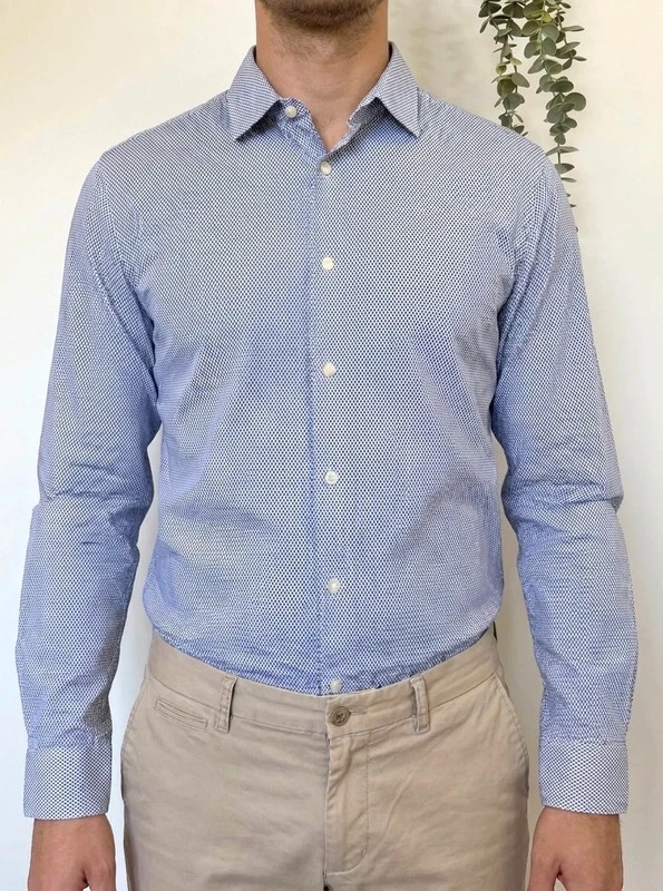 Chemise slim fit Hugo Boss motif bleu blanc taille 42/L - FP260347