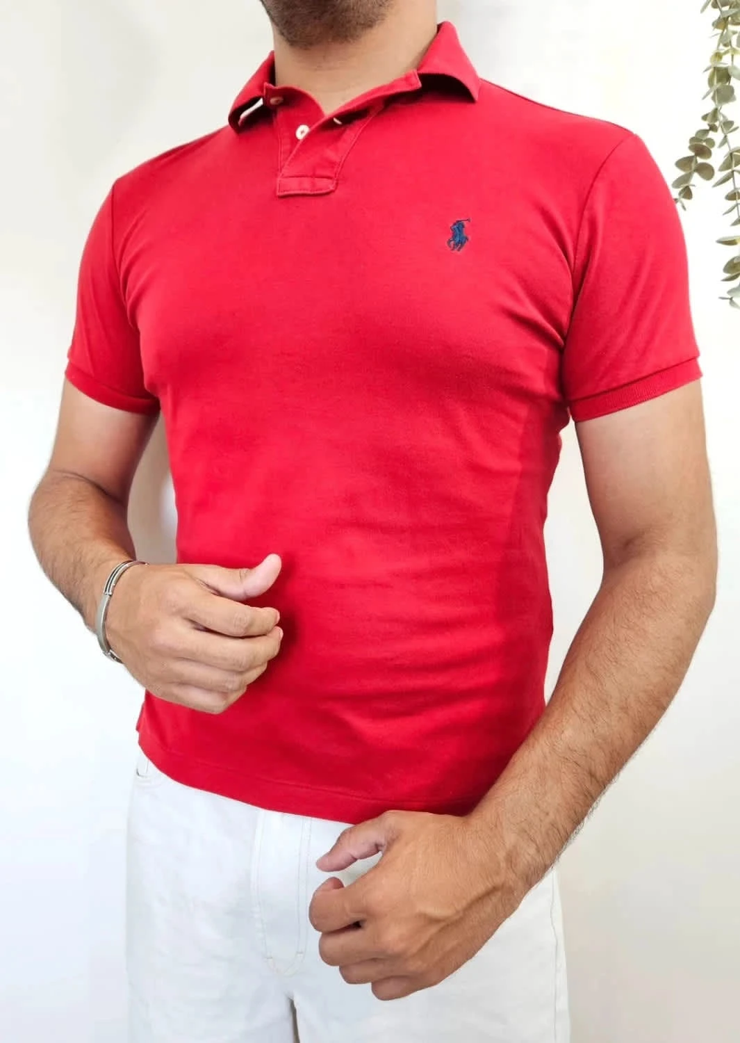 T-shirt/Polo Ralph Lauren rouge logo brodé bleu 100% coton taille S