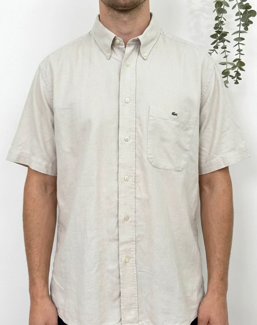 Chemise manches courtes Lacoste coton beige taille 44/XL - FP260194