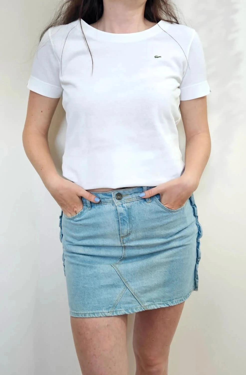 T-shirt blanc Lacoste Devanlay col rond 100% coton taille 38