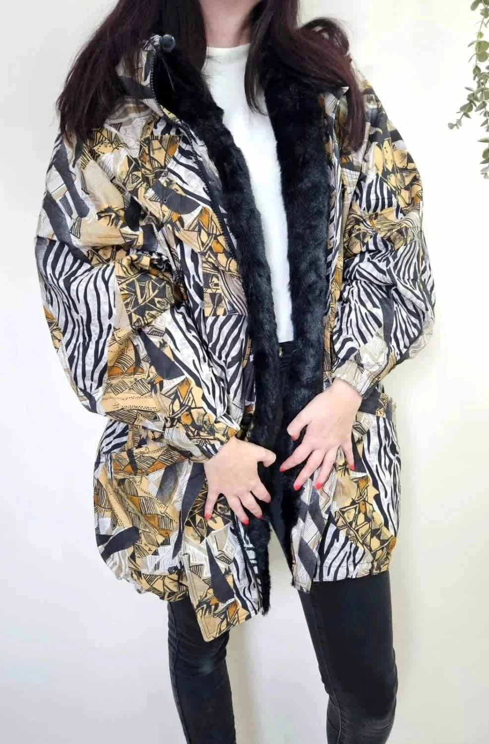 Manteau safari chic Fuchs & Schmitt fausse fourrure taille 40