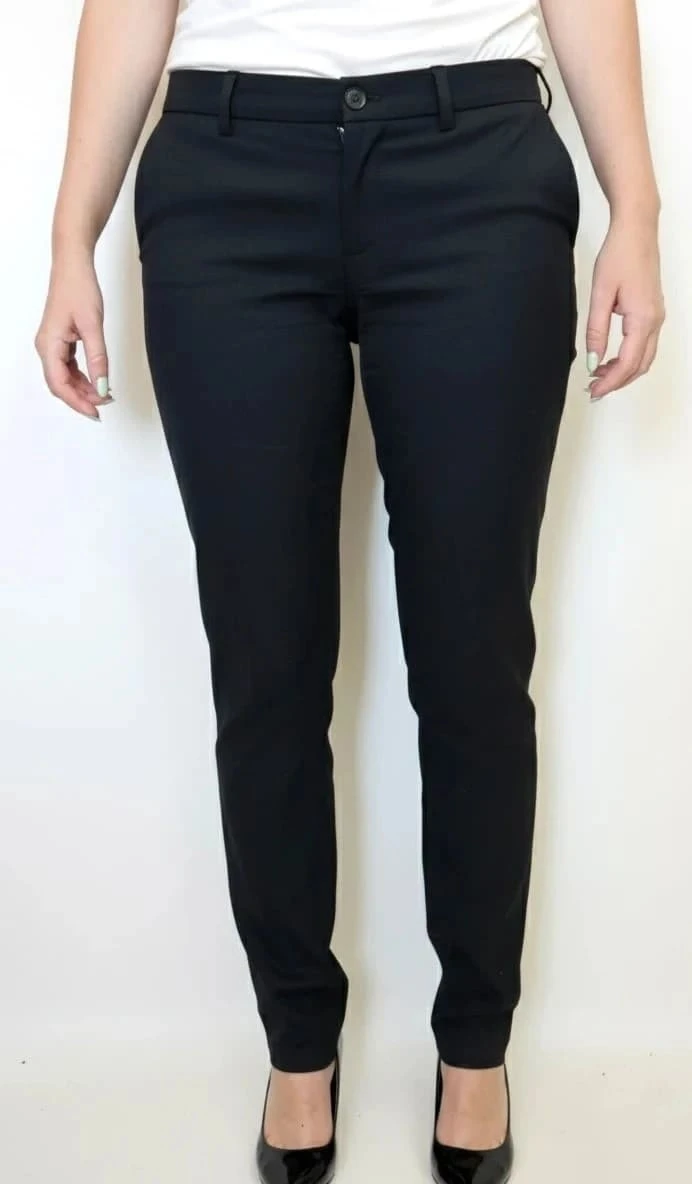 Pantalon ajusté Maje noir Roman coupe cigarette chic ceinture soie taille 34