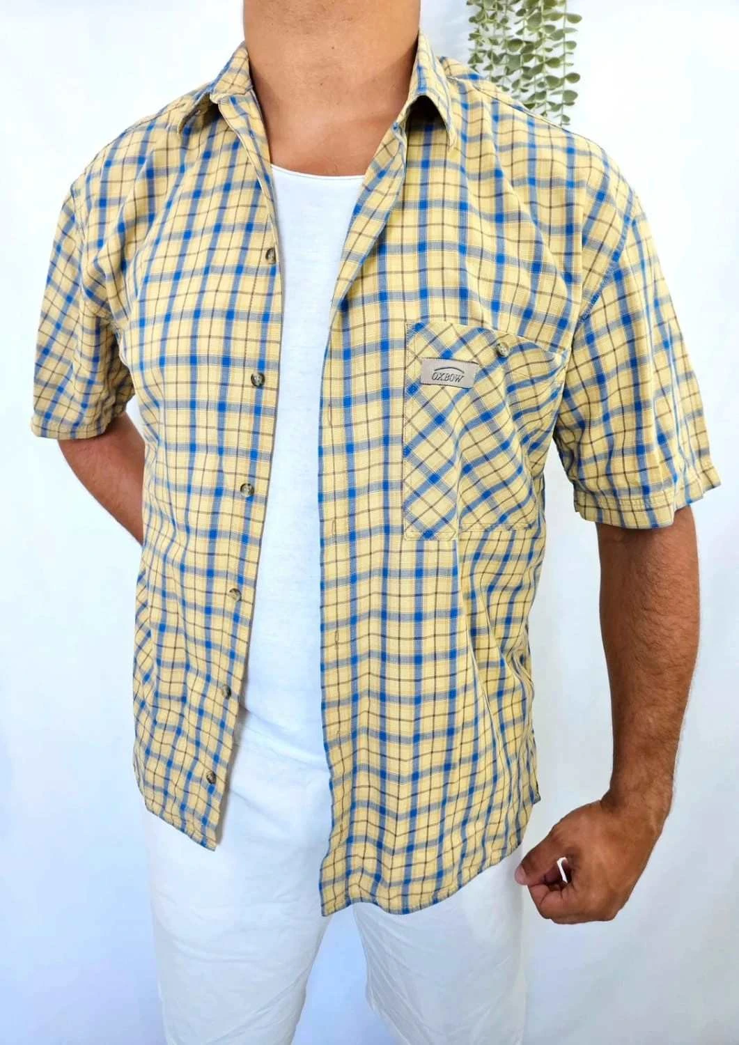 Chemise jaune et bleu à carreaux manches courtes Oxbow taille L