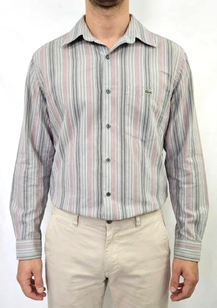 Chemise Lacoste grise à rayures taille 40