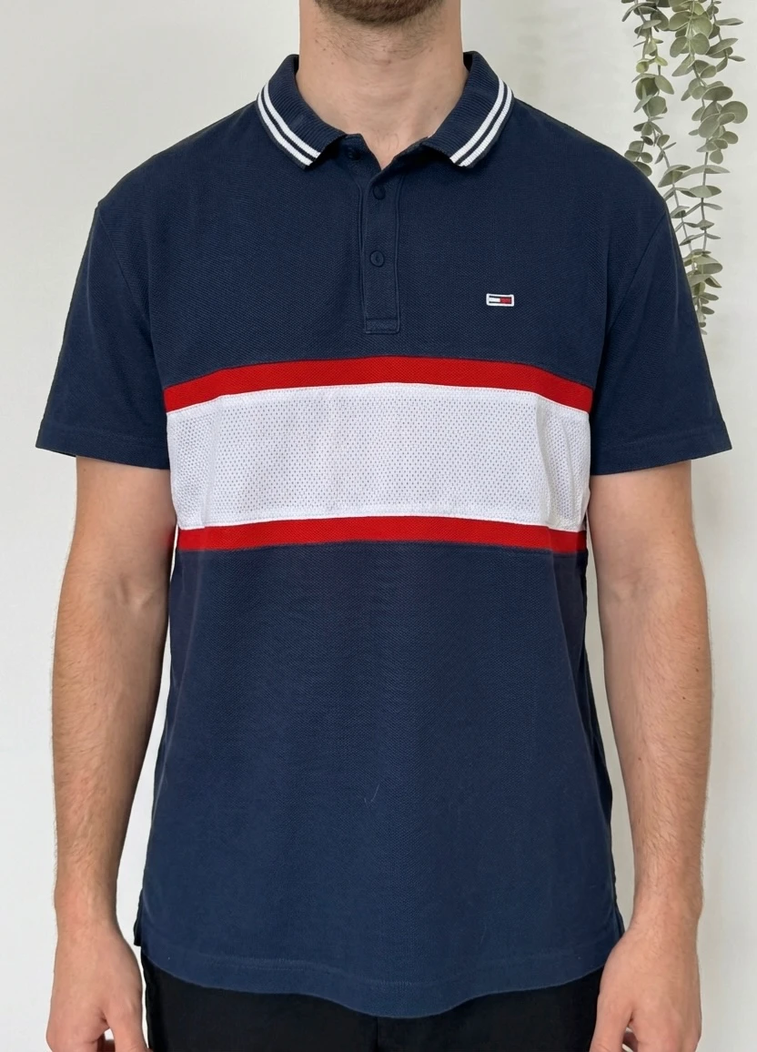 Polo Tommy Jeans colorblock bleu marine taille XXL - FP260211