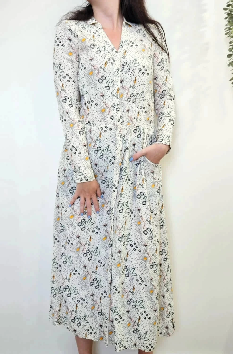 Robe longue fleurie Karl Marc John col chemise manches longues taille XS