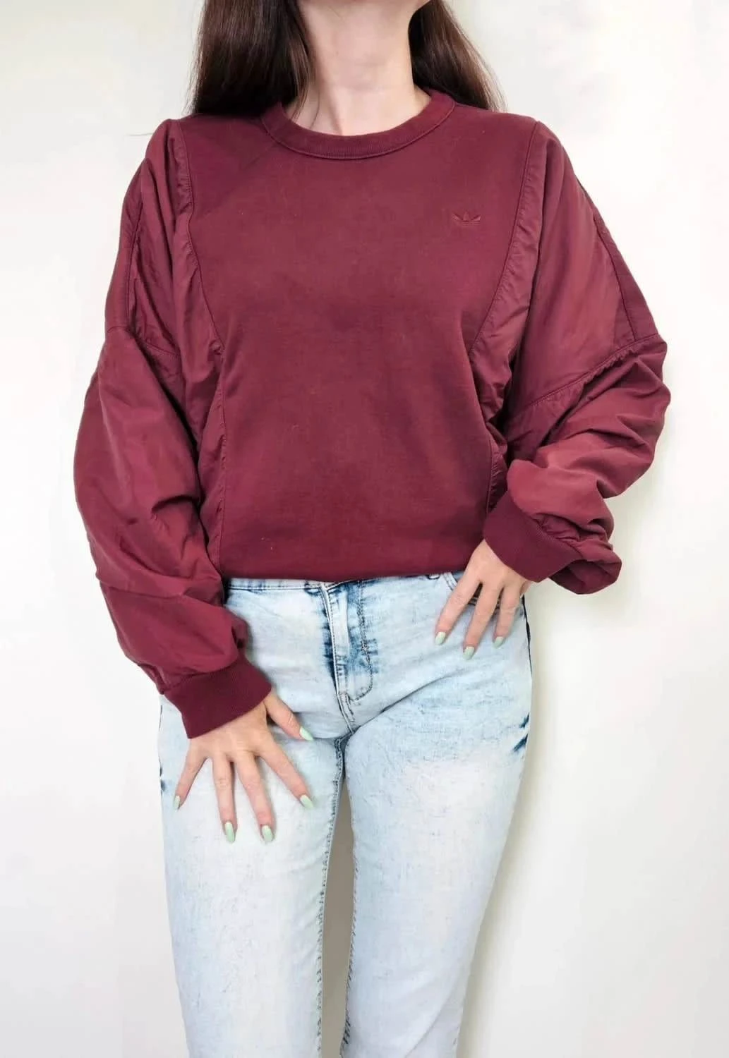Sweat Adidas Originals bordeaux manches bouffantes oversize taille L