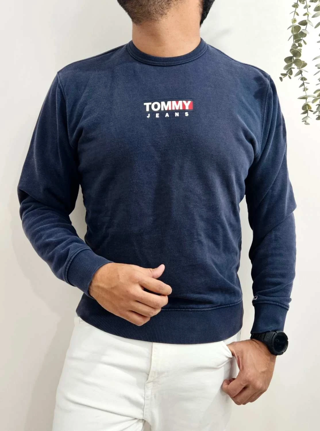 Sweatshirt Crewneck Tommy Jeans bleu marine logo poitrine taille M - FP251294