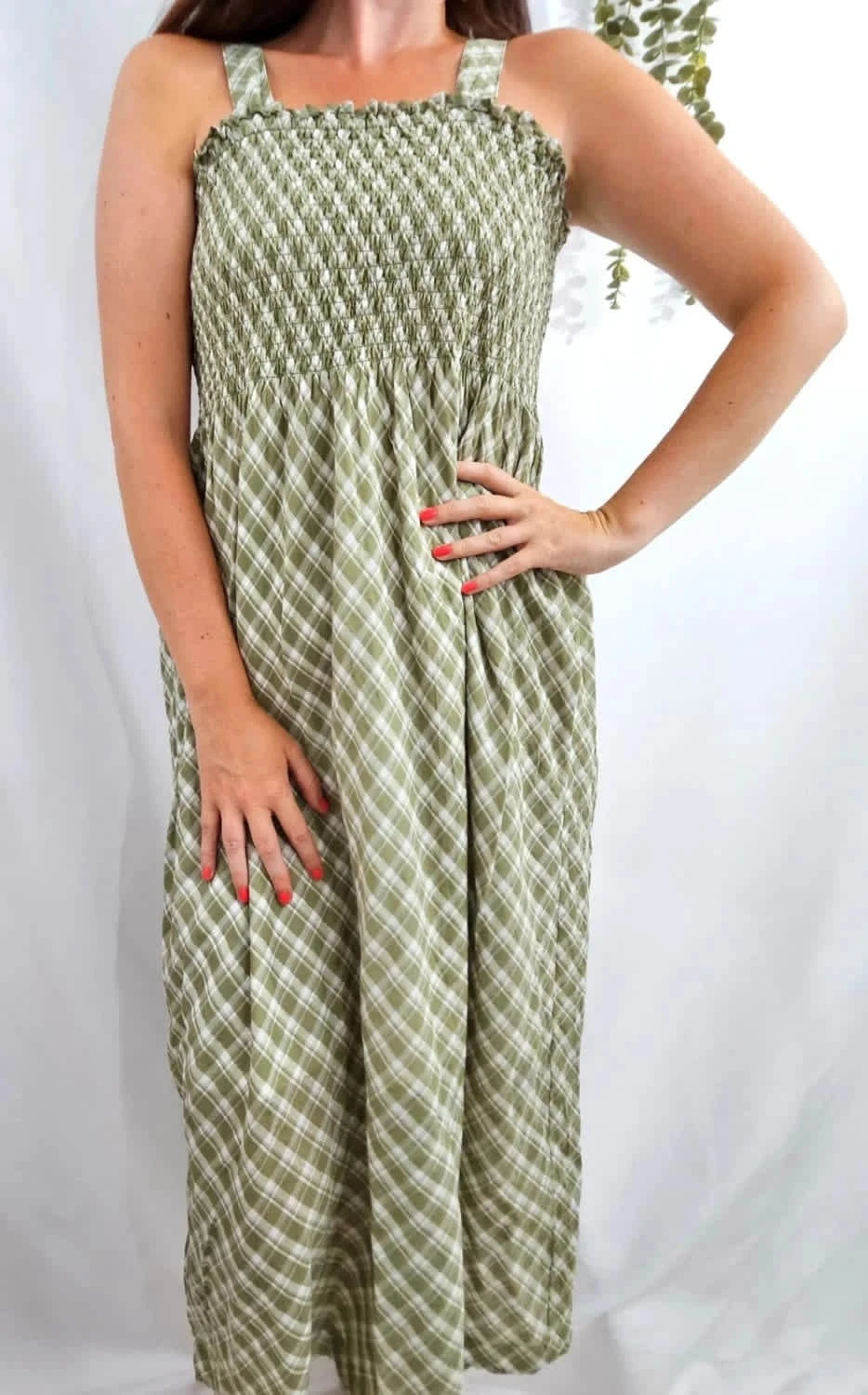 Robe longue verte à motifs vichy Karl Marc John taille M/L