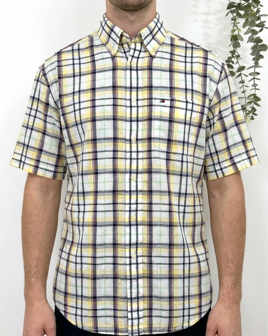Chemise manches courtes Tommy Hilfiger carreaux multicolore taille S - FP260192