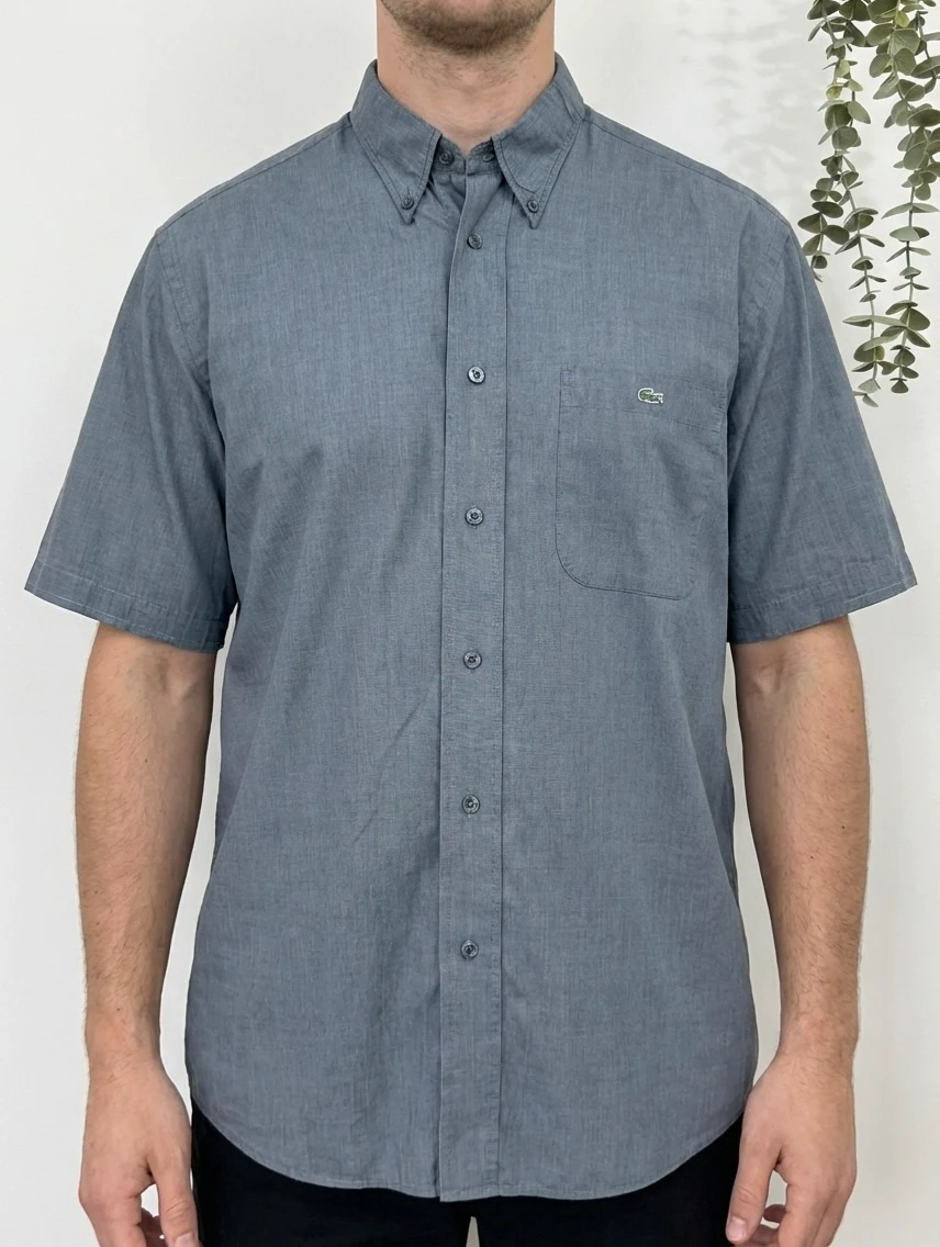 Chemise manches courtes coton Lacoste gris taille 41/L - FP260186
