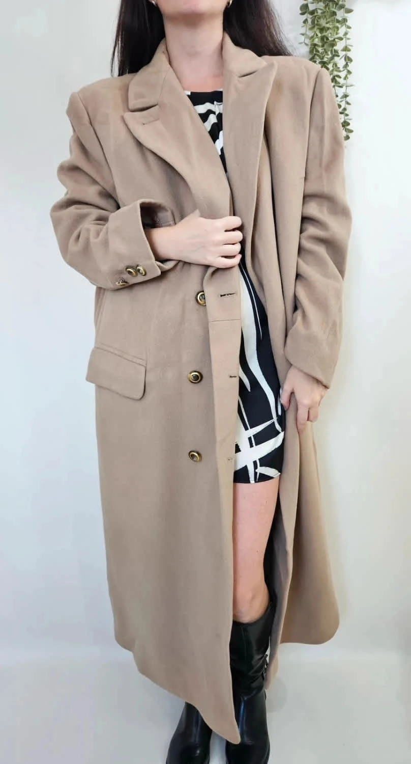 Manteau long/Trench beige laine et cachemire taille 46