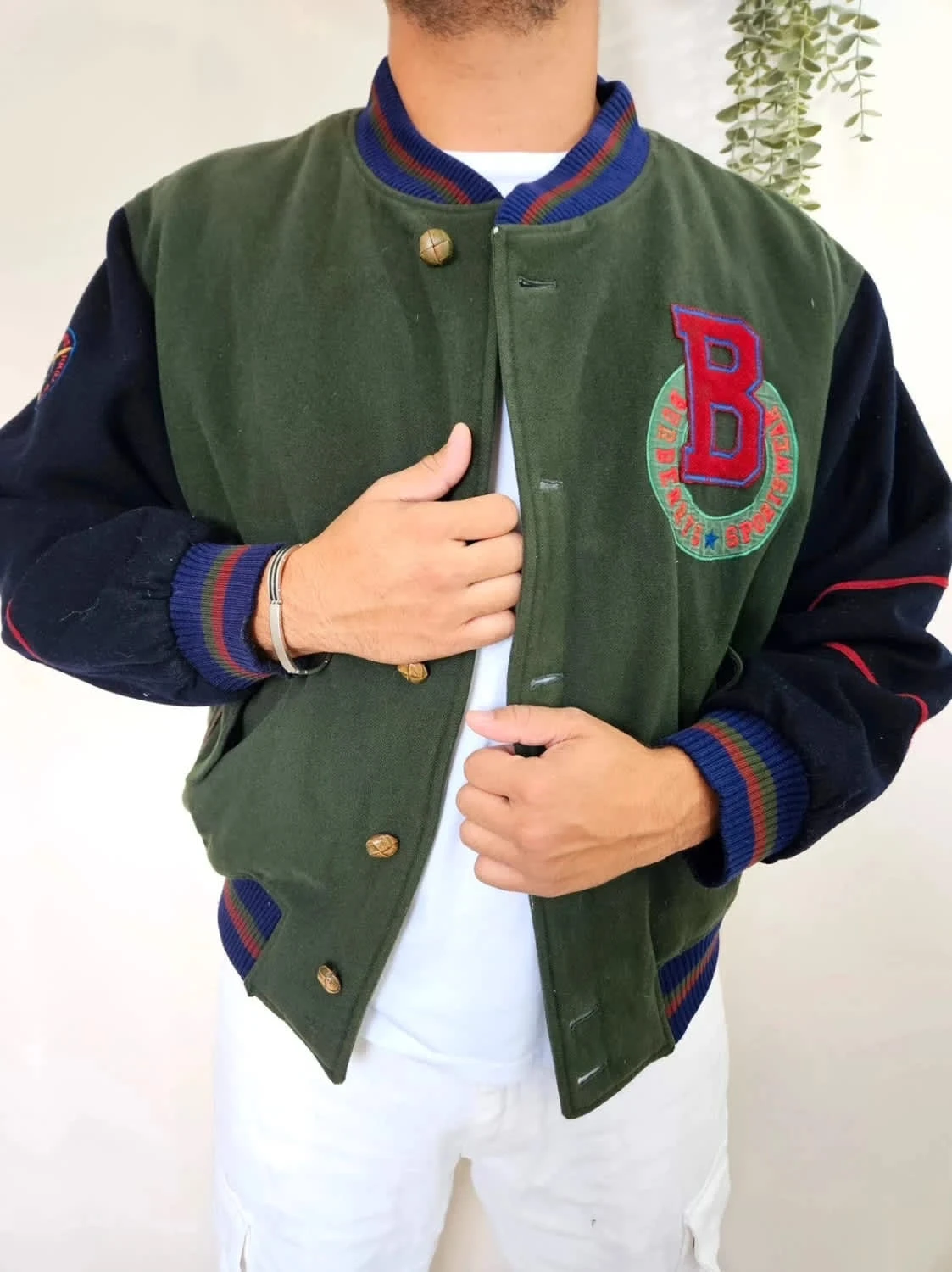 Bombers vintage Burberrys brodé 100% laine taille L