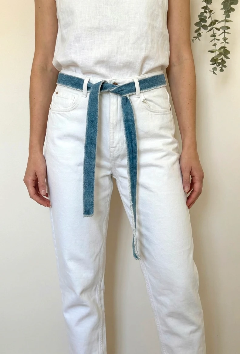 Jean mom fit taille haute Zara blanc ceinture denim taille 36/S