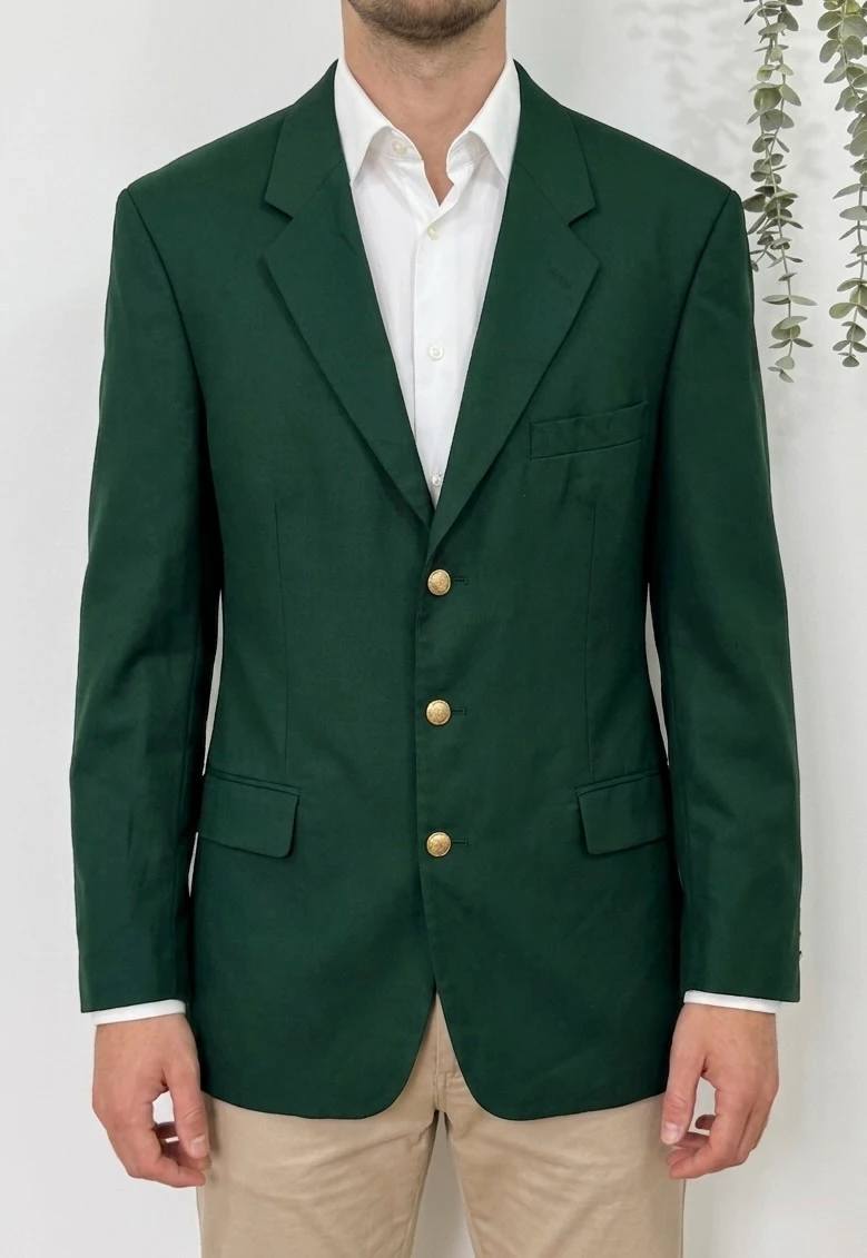 Blazer Cyrillus vert sapin en laine boutons dorés taille 54/XXL