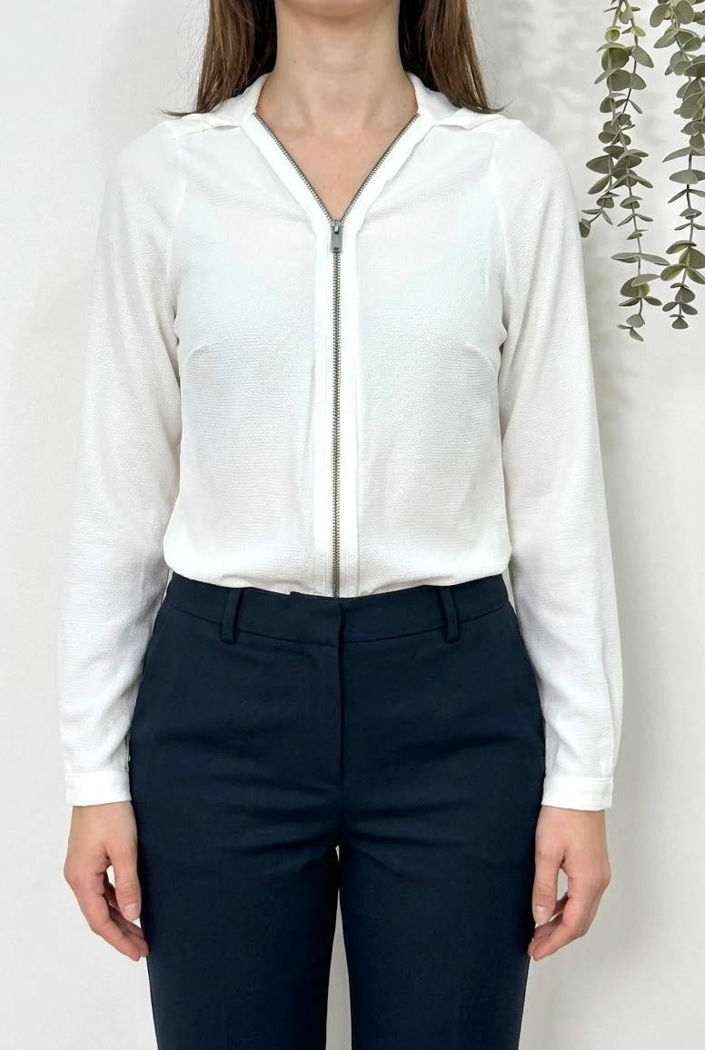 Chemise fluide IKKS blanc cassé zip taille 38 S/M - VP260395