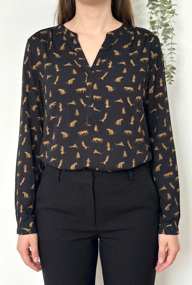 Blouse fluide Zapa noire imprimé léopard taille 3/L