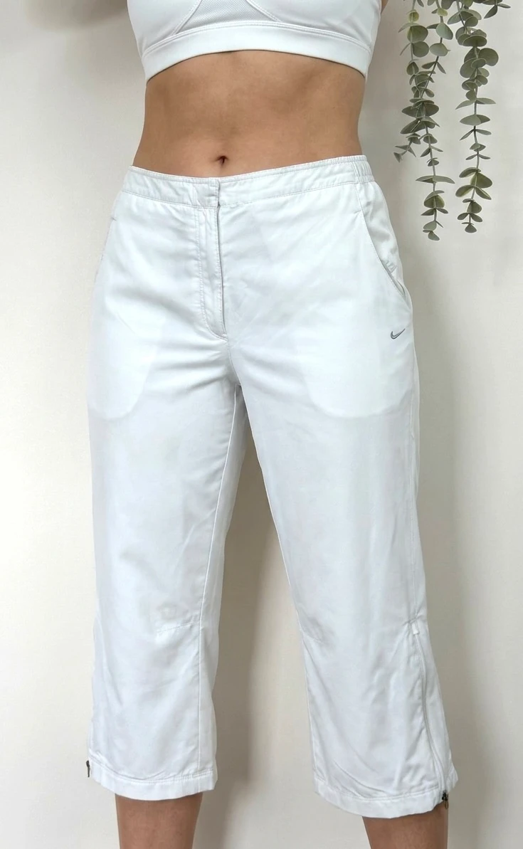 Pantalon court vintage Nike blanc zip bas coupe sport taille M