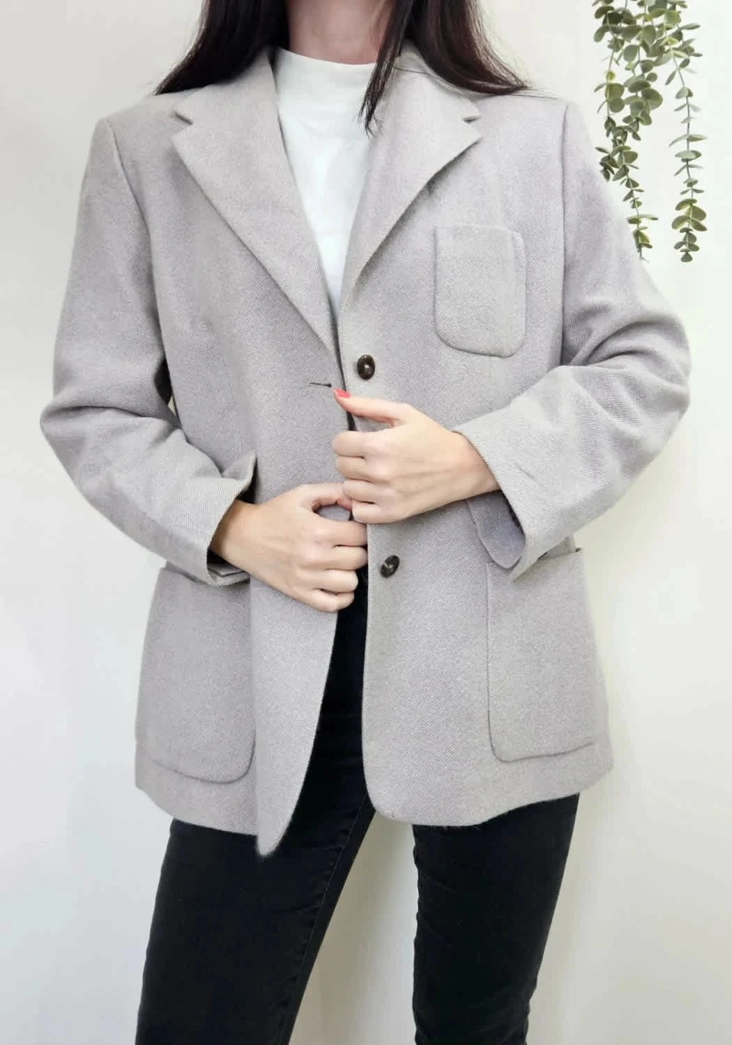 Blazer vintage beige Laurel en cachemire et alpaga taille 40