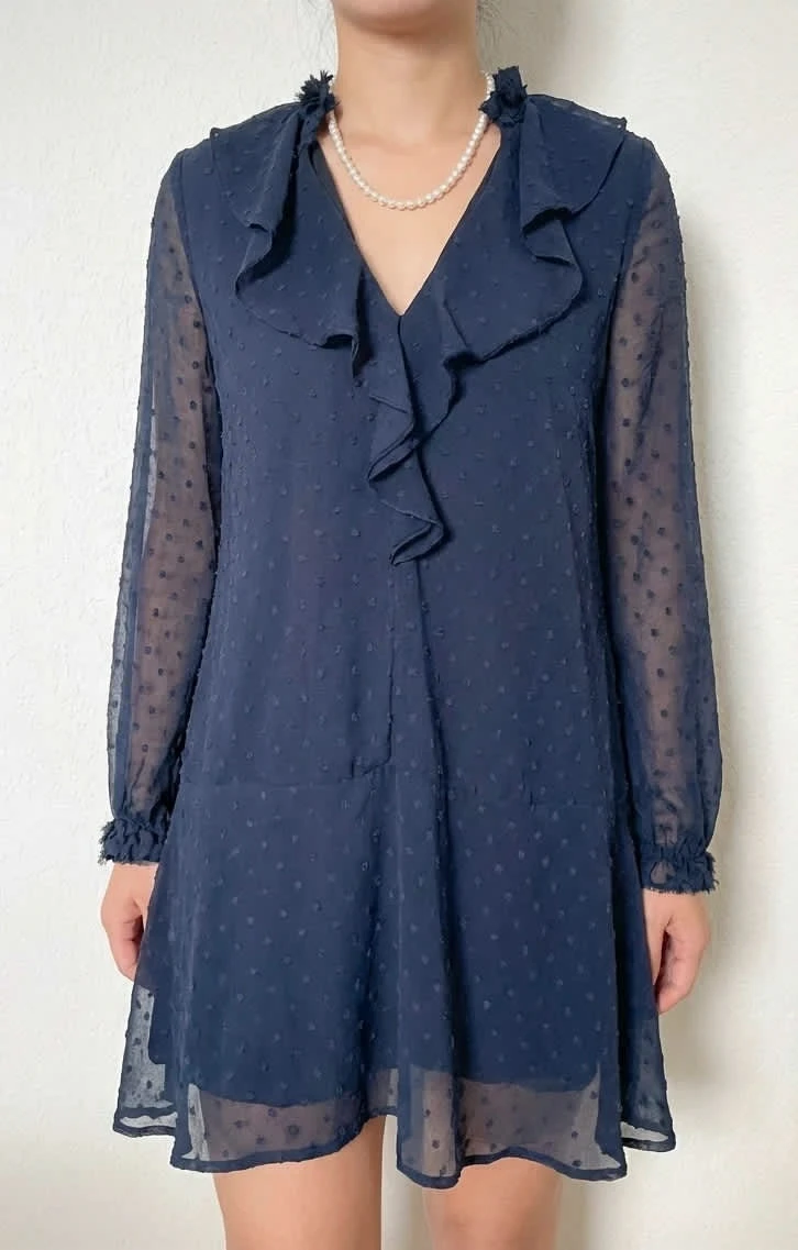 Robe Zara bleue à pois dentelle taille S
