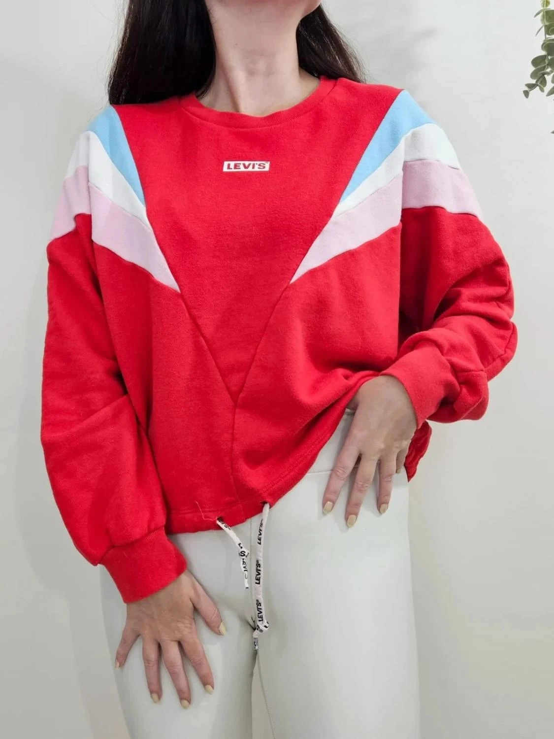 Levi’s sweat colorblock rouge ajustable taille M