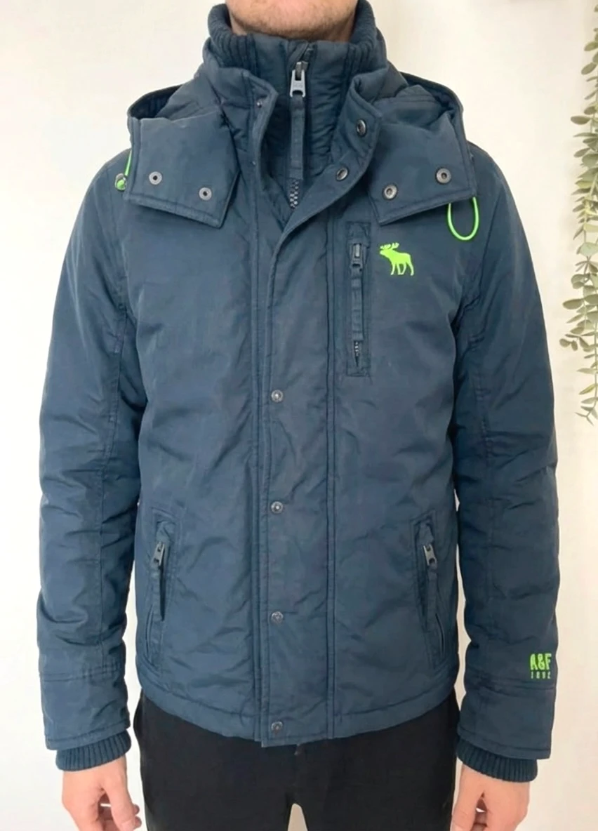 Blouson bleu marine Abercrombie & Fitch logo brodé vert taille S
