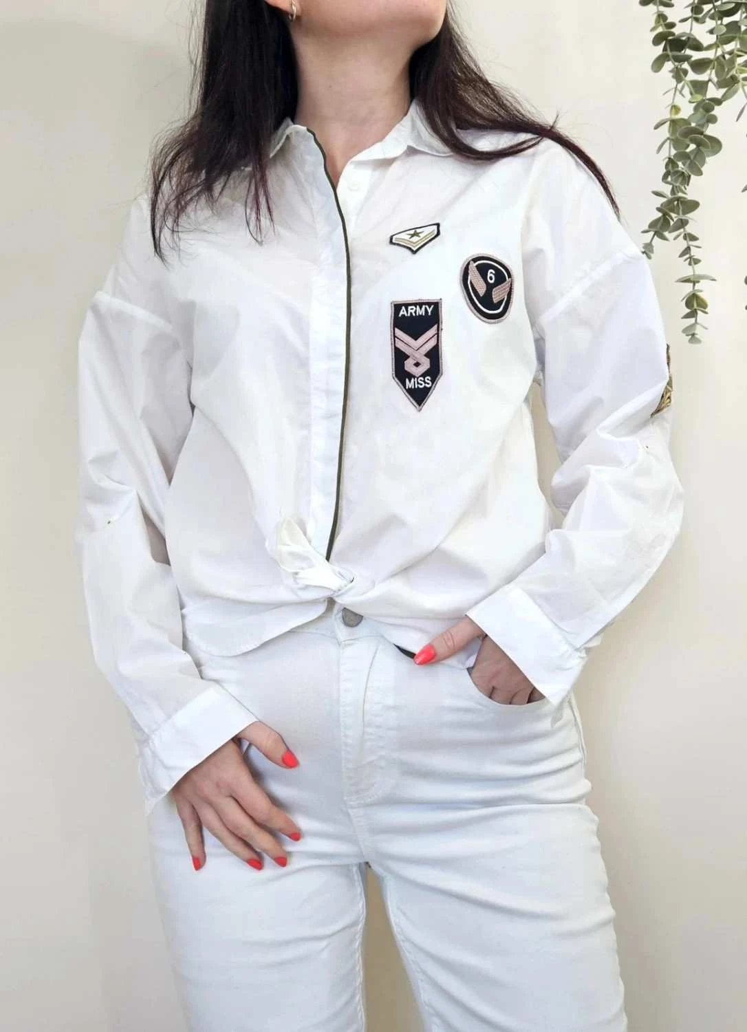 Chemise blanche oversize Zara avec patchworks taille XS
