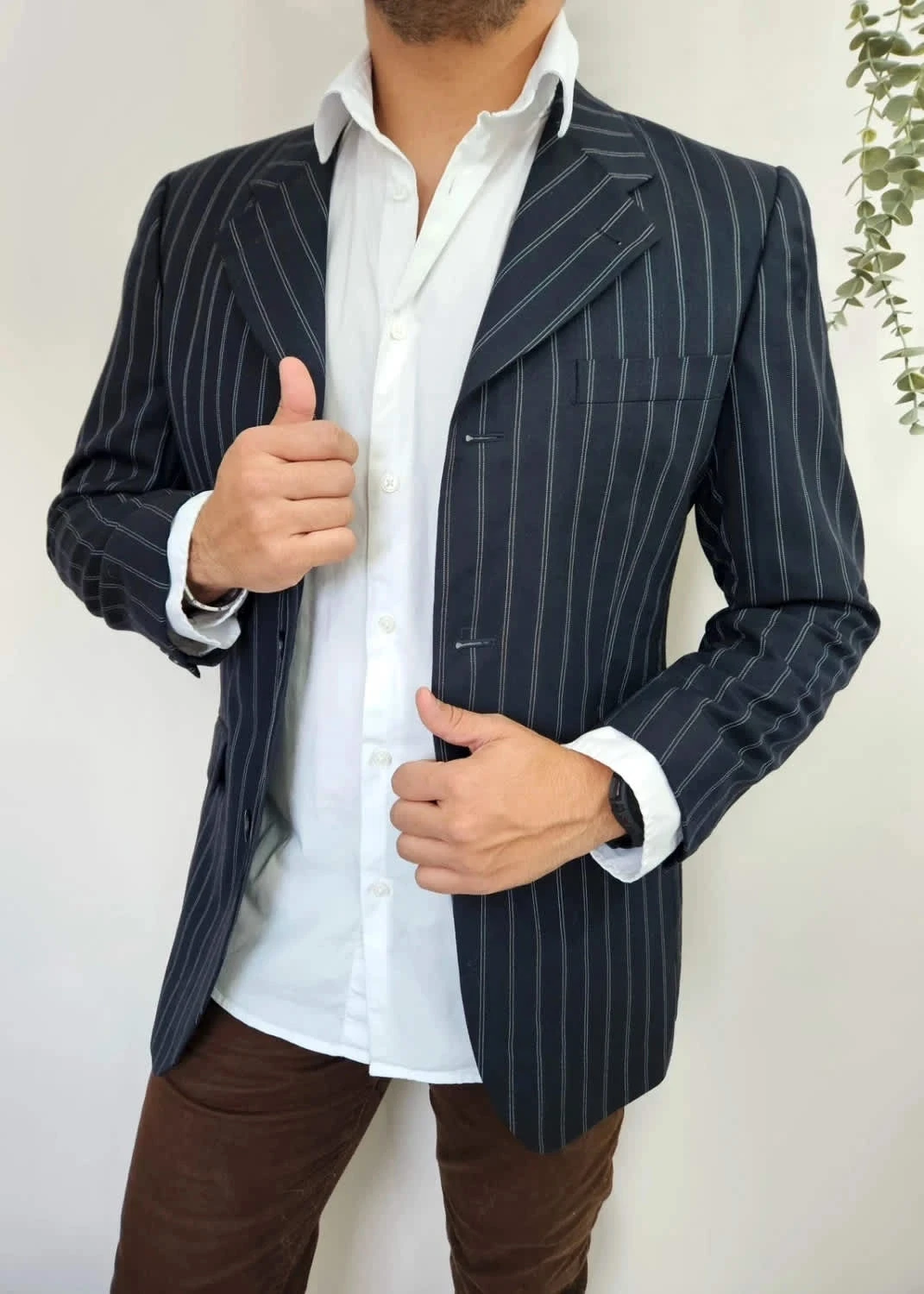 Blazer bleu foncé/noir à rayures Kenzo en laine taille 48/M