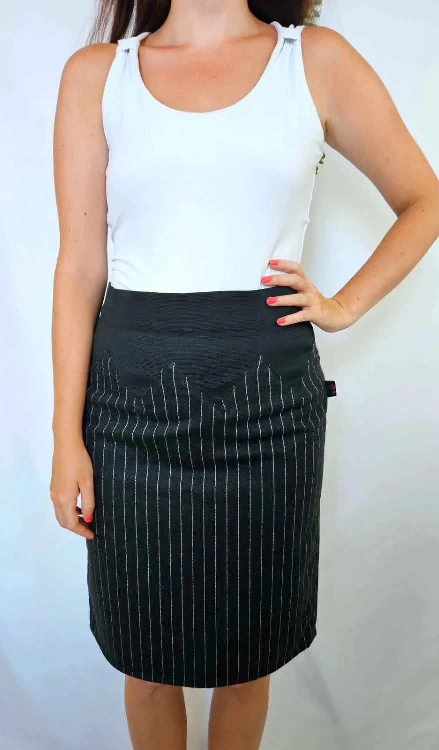 Jupe élastique en laine rayée Jean Paul Gaultier taille 38