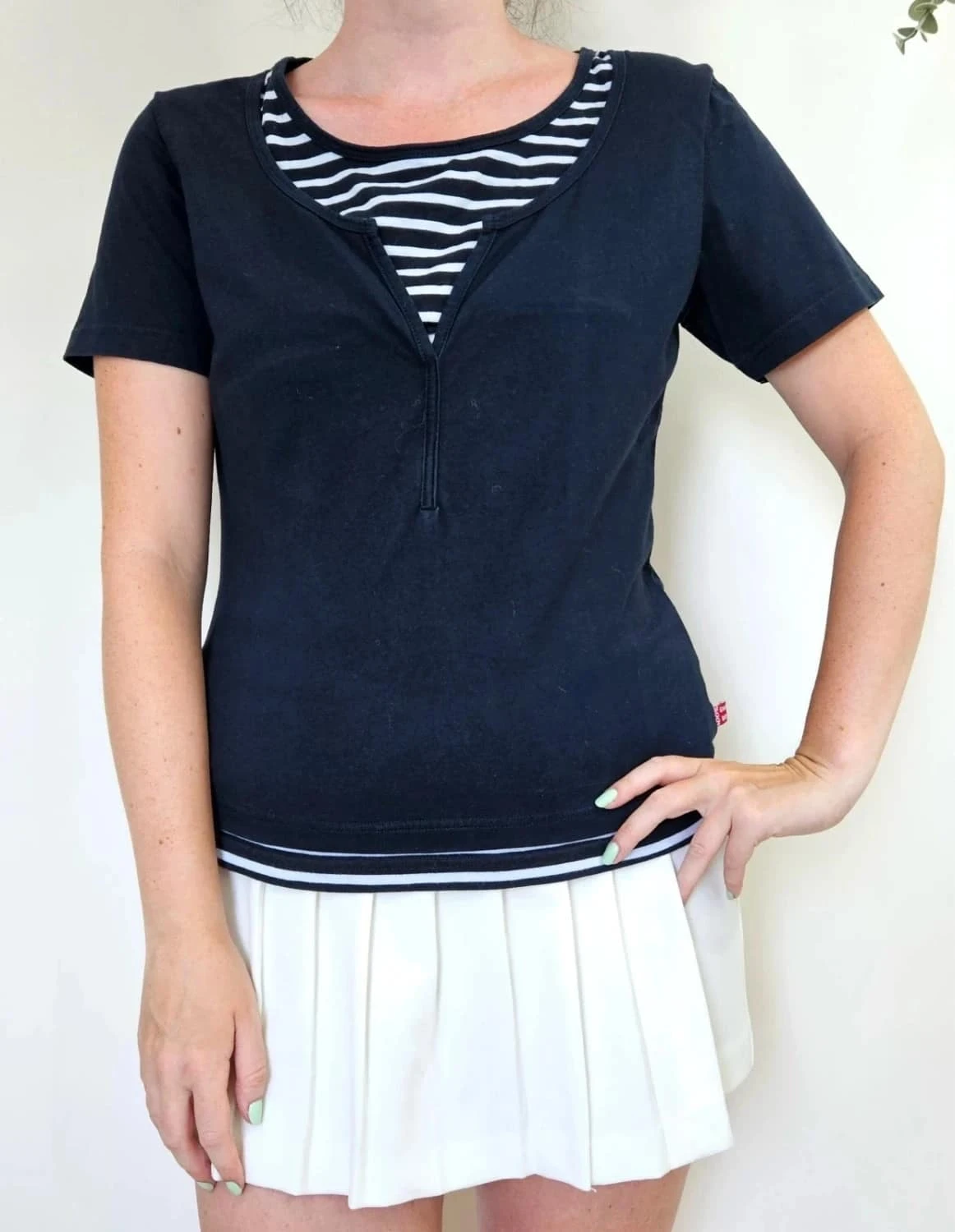 T-shirt bleu marine Grand Voile col marinière taille M