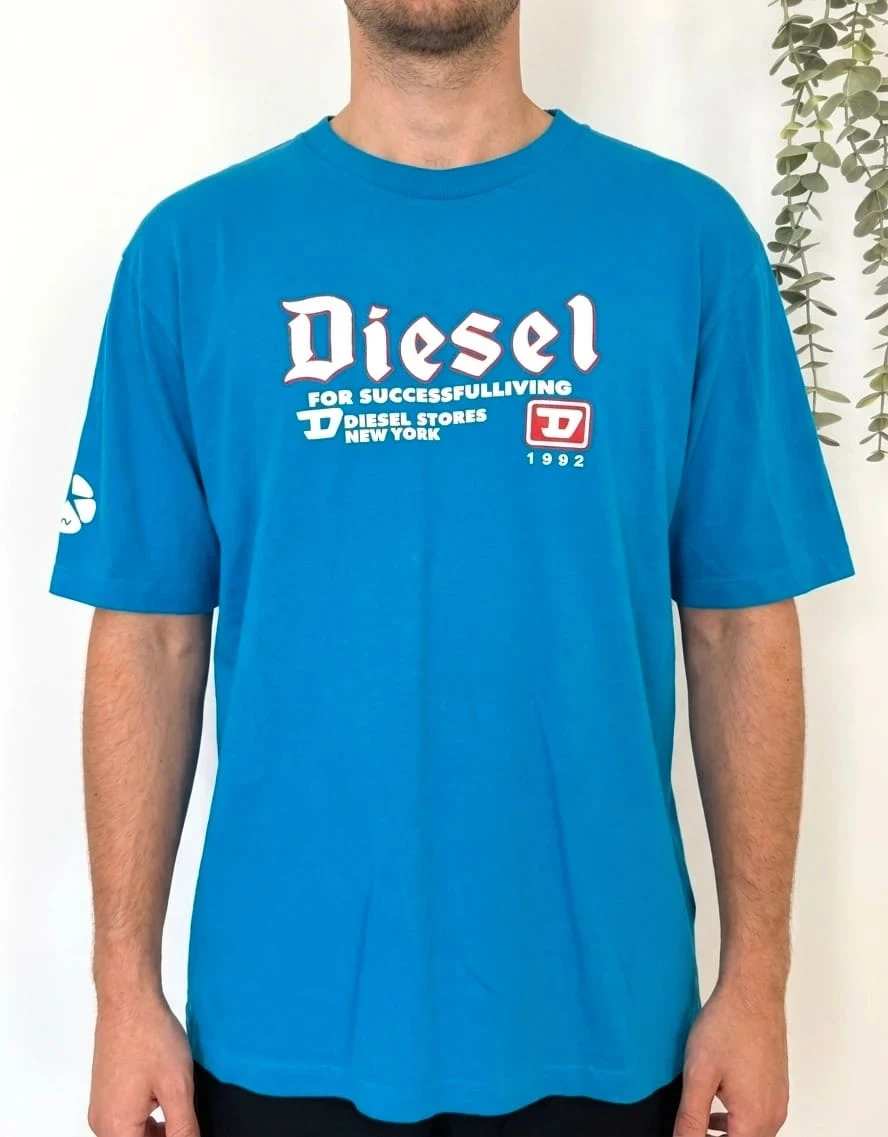 T-shirt Diesel 1992 Y2K imprimé logo bleu taille XL - FP2512176