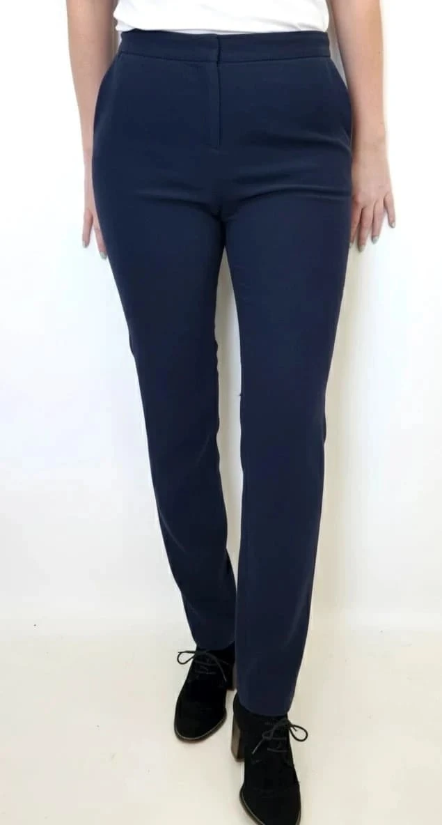 Pantalon bleu marine Maje coupe droite fluide taille 36
