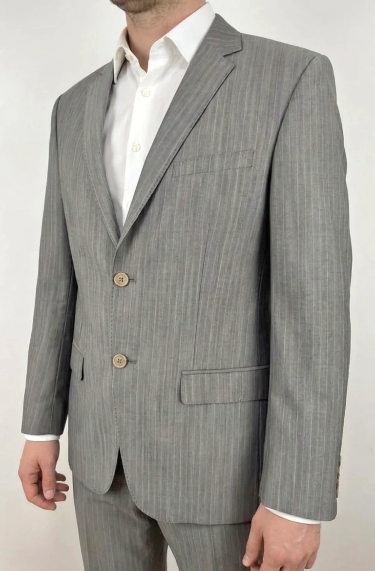 Blazer Kenzo slim fit gris argenté en soie taille 50