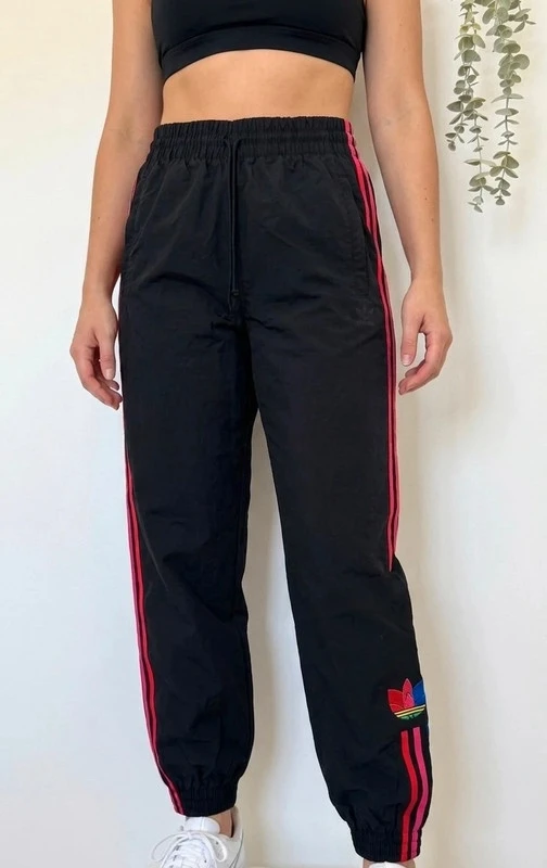 Track pants Adidas Originals noir bandes fuchsia logo trèfle multicolore taille 38