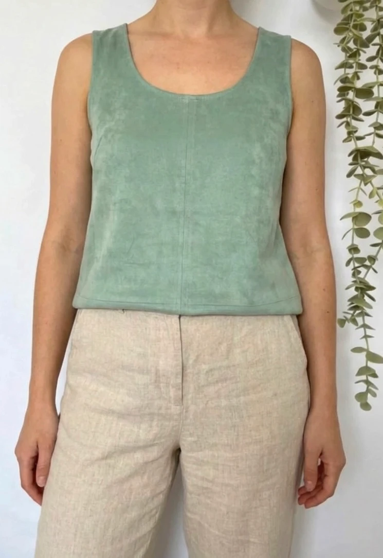 Débardeur suédine doux vert d’eau Juicy Pearl taille S Fabriqué en France